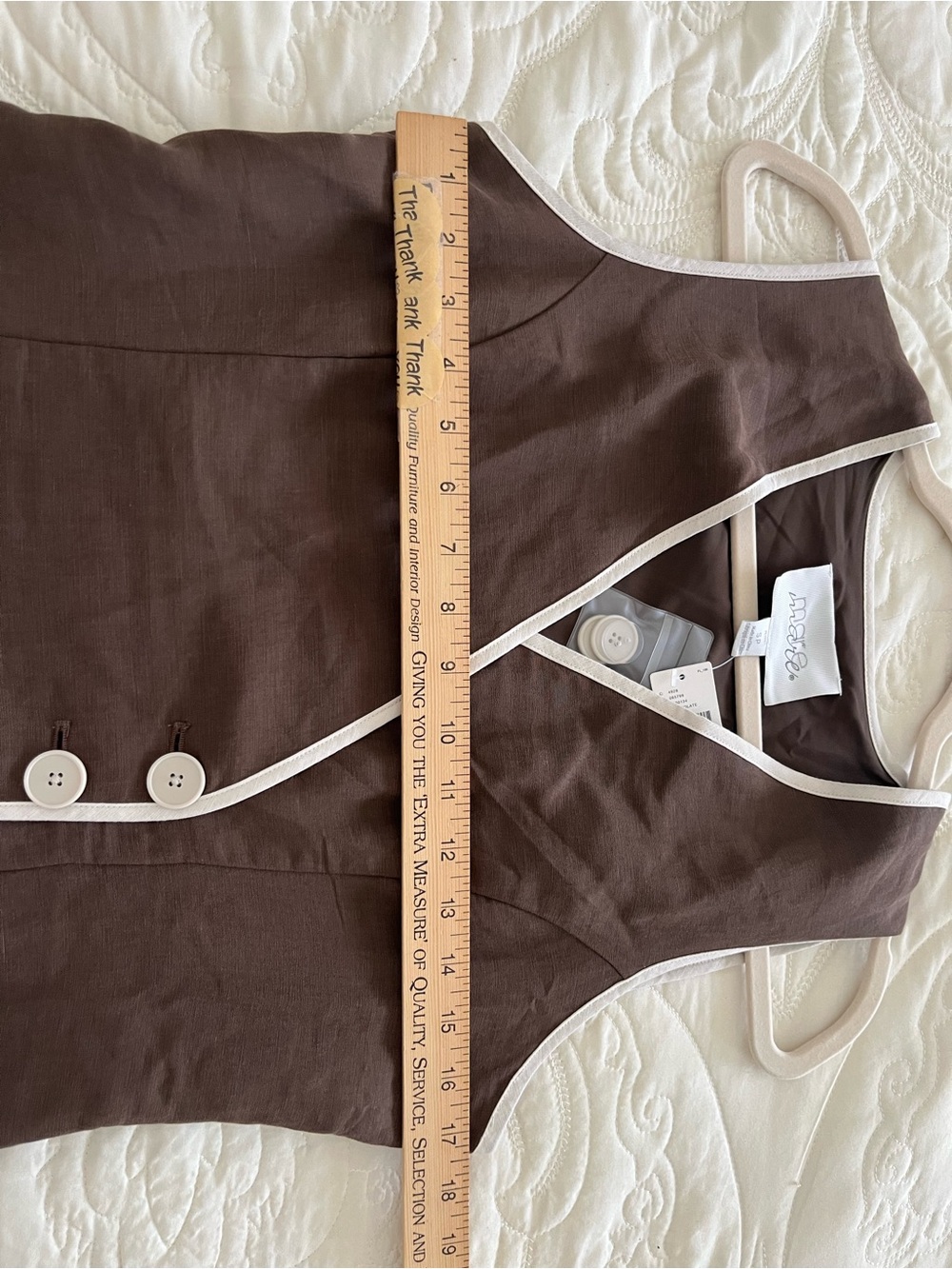 Mare Mare Anthropologie Brown One-Shoulder Wrap Dress with Cream Trim Small P - Picture 14 of 14